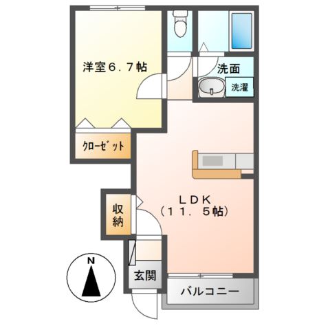 ヴァンベールＫ102号室 間取