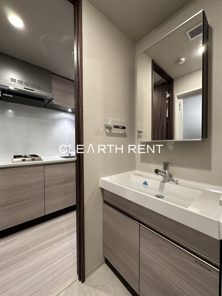 コンシェリア ＫＡＷＡＳＡＫＩ ＴＨＥ ＰＲＥＭＩＵＭ5階 鏡裏収納付きの独立洗面台