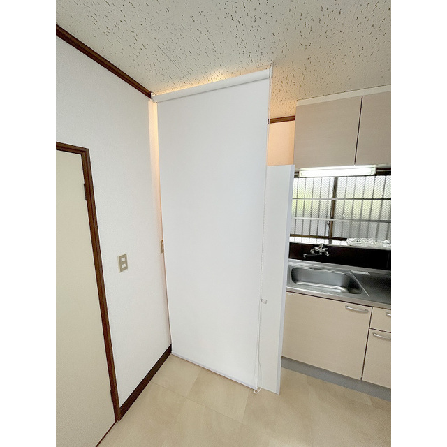 TKハイツ 玄関に目隠しのロールカーテン