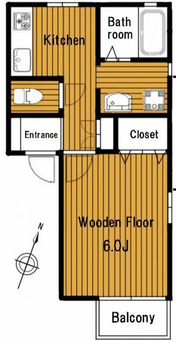 ビュー大倉山102号室 日当たり良好。キッチン独立。居室が隣接していません☆