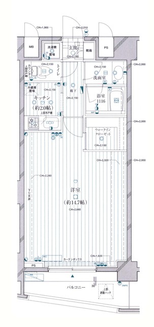グラーサ西麻布2階 14.7帖の洋室/WICあり