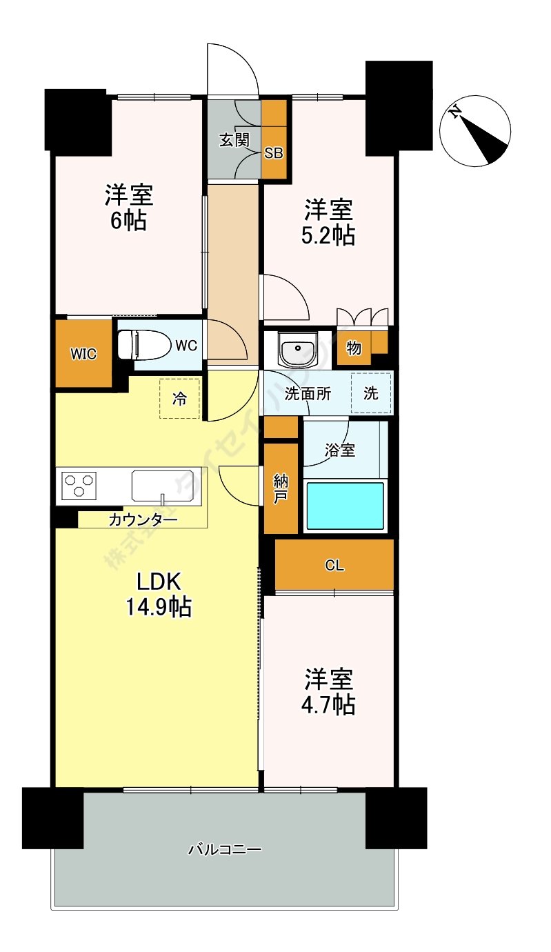 セントガーデン海老名Ⅱ街区1309号室 間取