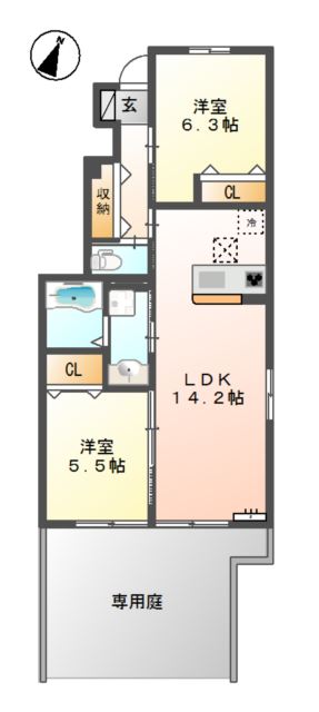 ルミナス国立Ⅰ101号室 間取