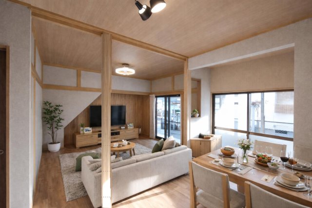 こもれびの丘のオリビア こだわりのLDKで家族団らん。羽根つき照明もプレゼント。