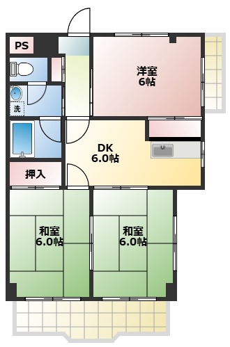 サンライズ薬園台205号室 間取