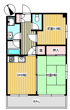 芦花ハウスⅡ501号室 間取