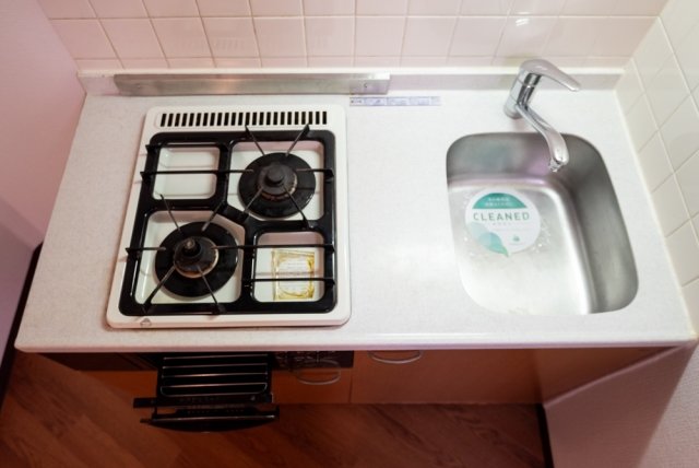 パークウェル市ヶ谷 システムキッチン（2口ガスコンロ・グリル付）