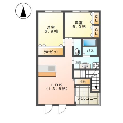 パーシモン00201号室 間取