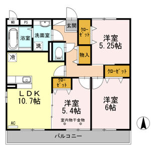 フェザンレーヴ203号室 間取