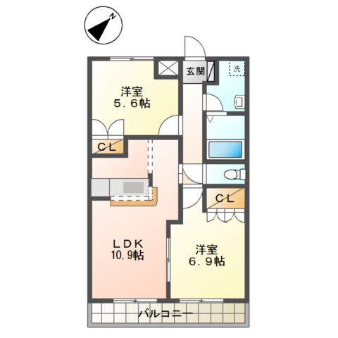 サンコート越谷105号室 間取