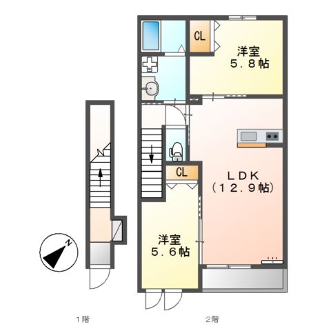 ノアール205号室 間取