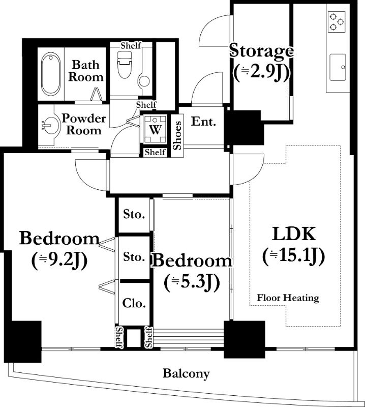 河田町ガーデン１号棟2階 間取