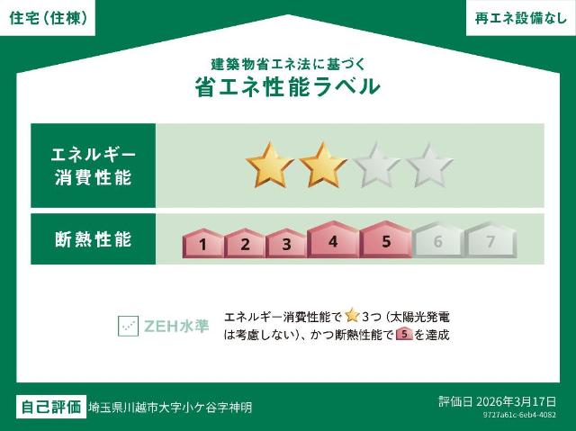 仮）川越市小ヶ谷アパート新築工事 省エネ性能ラベル