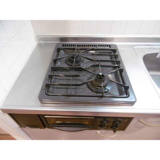 メゾンドロゼ0202号室 グリル付き2口ガスコンロ