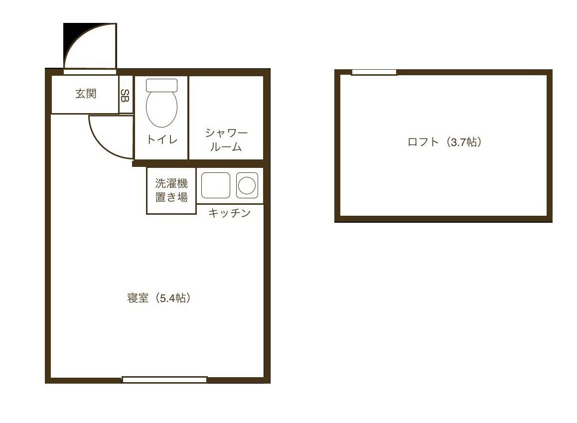 響橋テラス203号室 南側に窓のある日当たりの良い部屋です。ロフトが便利です。