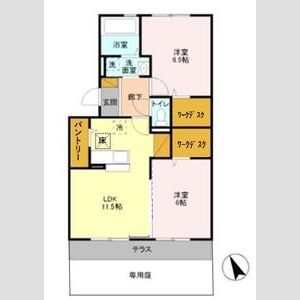 グランソーレⅠ103号室 間取