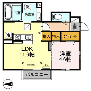クロシェット102号室 間取