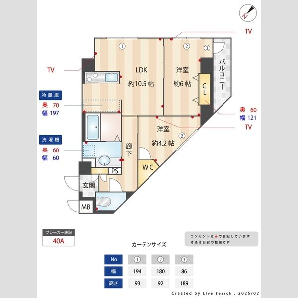 ラフレ東川口201号室 間取り図