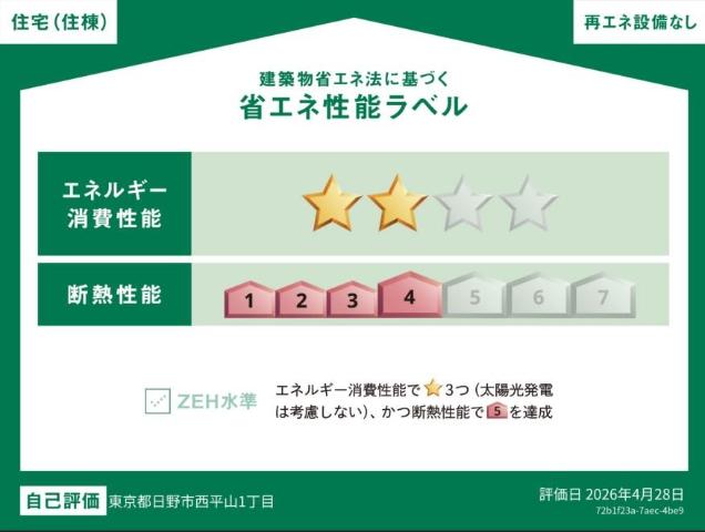 仮）日野市西平山　アパート新築工事 省エネ性能ラベル
