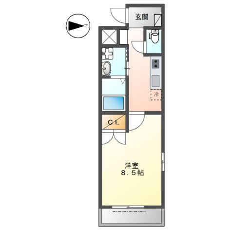 Ｂａｇｕｓ　Ｔｉｍｅ　Ｋ．Ｉ101号室 間取