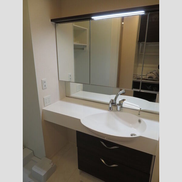 ヴィクトワール 鏡は扉になっており、収納スペースがございます。