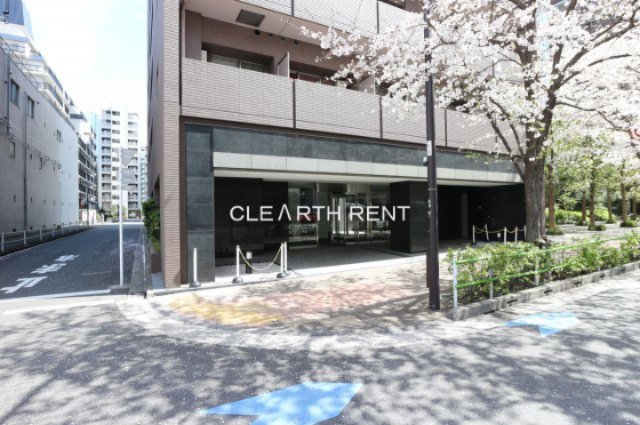 パレステュディオ芝浦Ｃｉｔｙ 春にはエントランス前の桜が満開になりキレイです