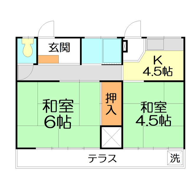 竹井貸家1号室 間取