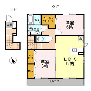 ソレイユA201号室 間取