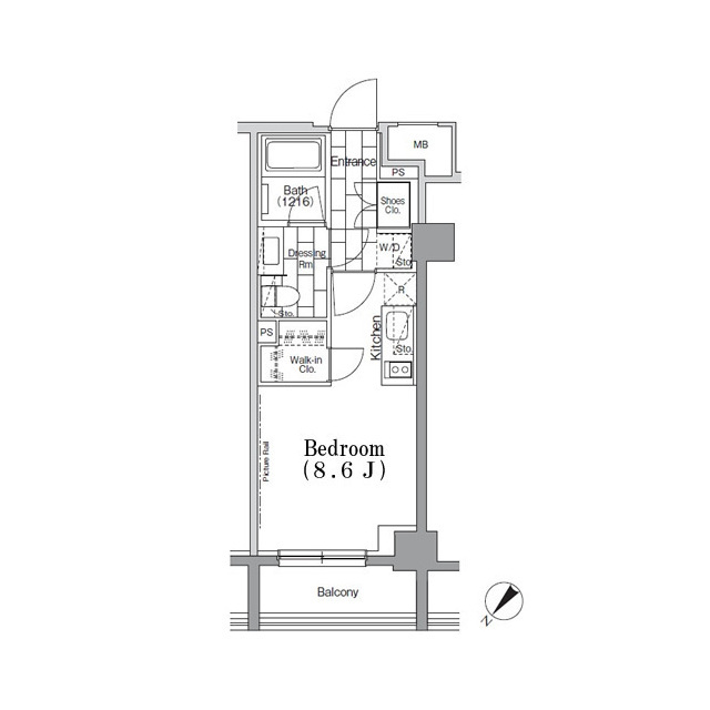 ＯＮＥ　ＲＯＯＦ　ＦＬＡＴ　ＴＳＵＫＩＳＨＩＭＡ 809号室 間取り