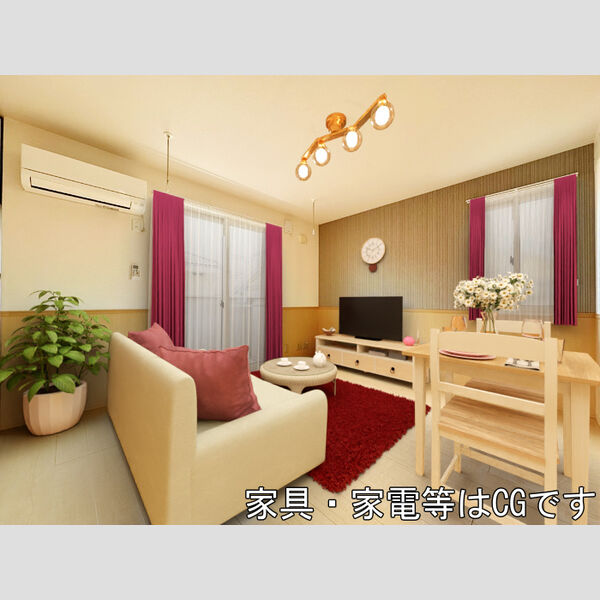 グランメール LDK　※家具・家電等はCGですが実寸サイズで作成しております。
