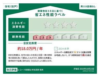足立区西新井5丁目戸建 断熱設備による省エネラベル