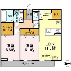 ハイピクチャー　　E棟302号室 間取