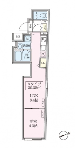 スカイコートリュクス品川大崎101号室 間取