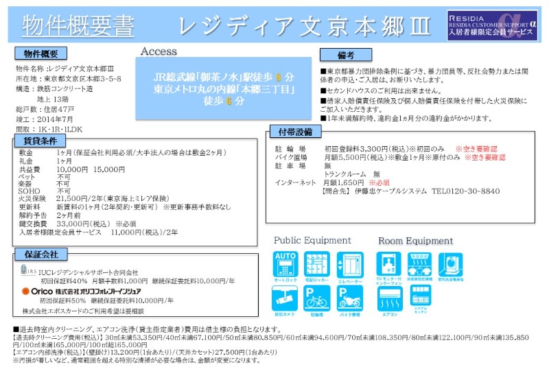 レジディア文京本郷Ⅲ3階 部屋その他