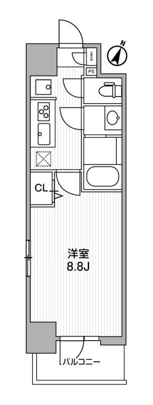 ・ROOTs Yokohama Yoshinocho8階 間取り図