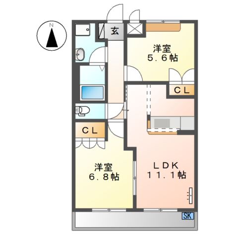 サン・キャッスル205号室 間取