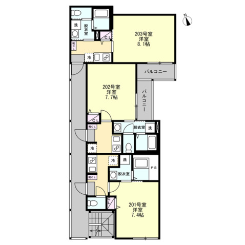 ベイルーム藤沢長後201号室 間取