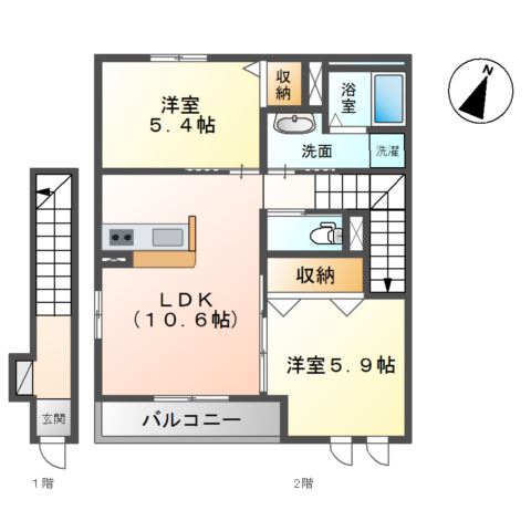 アクアマリン201号室 間取