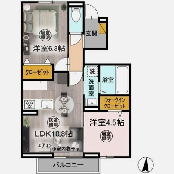 ソレイルKZ101号室 間取り図
