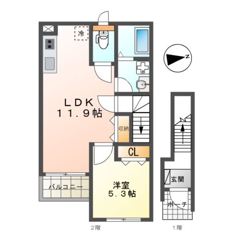 ジャルディーノ　Ｆ-one201号室 間取