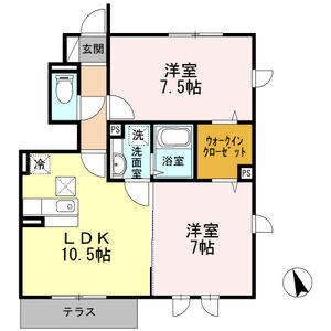 セジュール下瀬谷　D棟101号室 間取