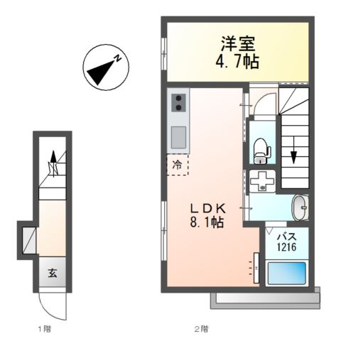 北区本郷町新築アパート201号室 間取