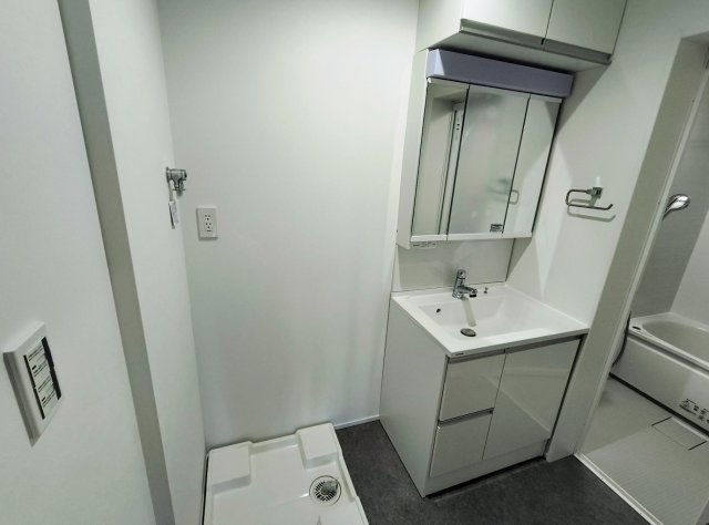 テラス新江古田1A号室 独立洗面台、大きな収納付き