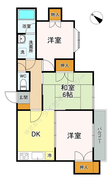 アルファメゾン二番館2D号室 間取