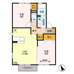 グリシーヌ　B202号室 間取