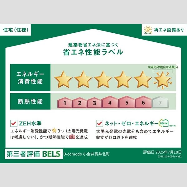 D-comodo小金井貫井北町301号室 省エネ性能ラベル(住棟)
