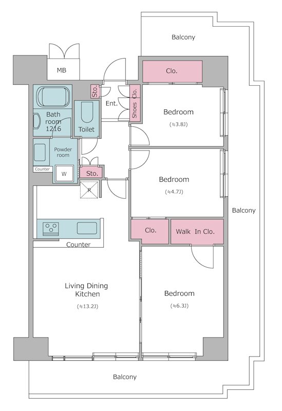 レジディア芝浦12階 間取り