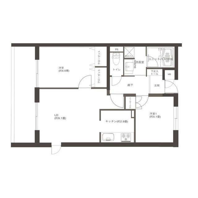 ル・パティオ瀬田0203号室 間取