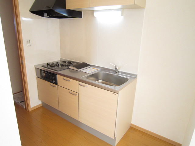 カームプレイＢ棟 ２口ガスコンロ付のシステムキッチン。