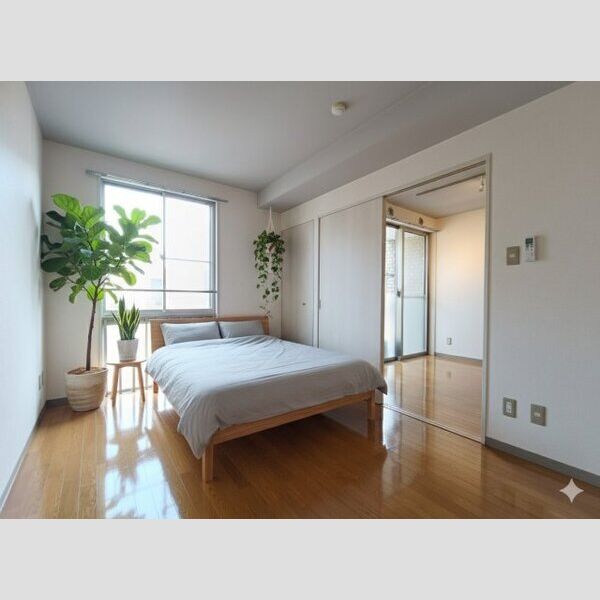 めんしん池之端3C号室 リビングスペースと洋室を分けられるのが良いですね。モデルルーム参考写真ため家具類は付きません。